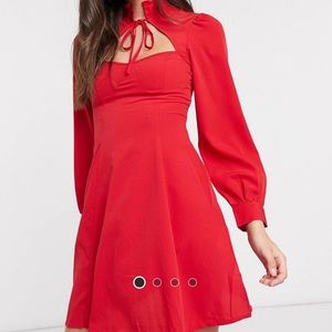 ASOS Red Mini Dress with Tie Neck